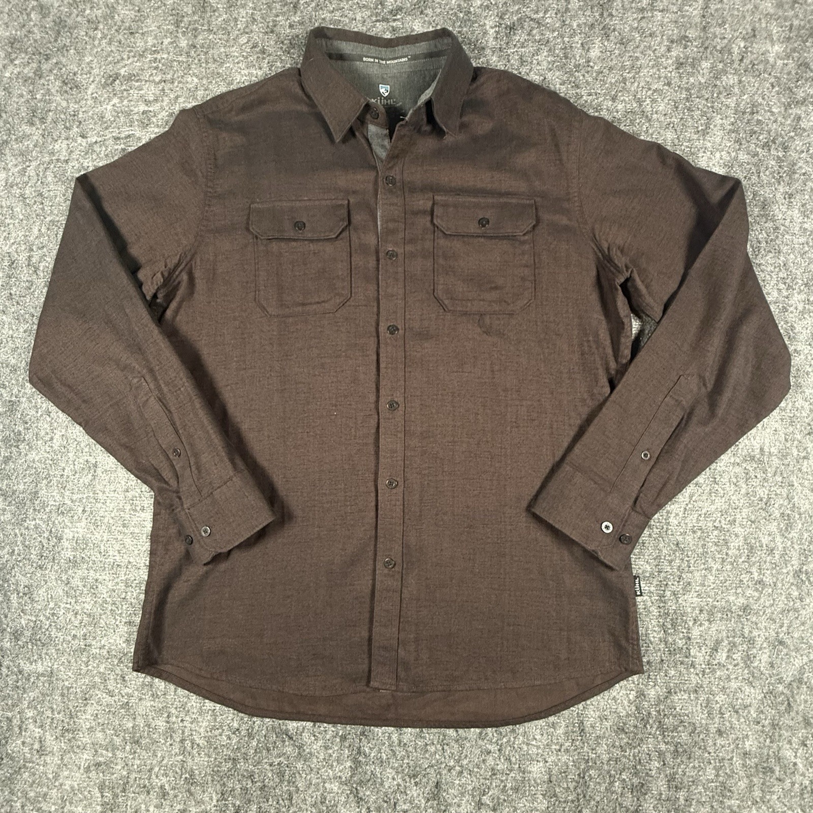 Kuhl Descendr Flannel Shirt Mens M Brown Cotton Tencel Long Sleeve Button 7244